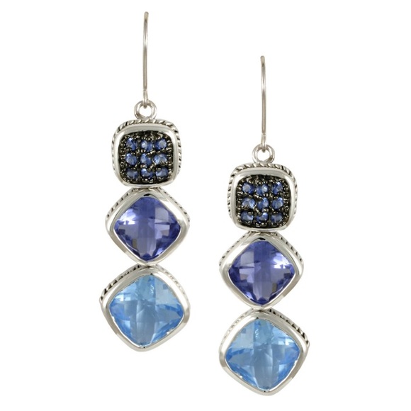 Jewelry - Crystal Drop Multi-tone Blue Earrings 💎